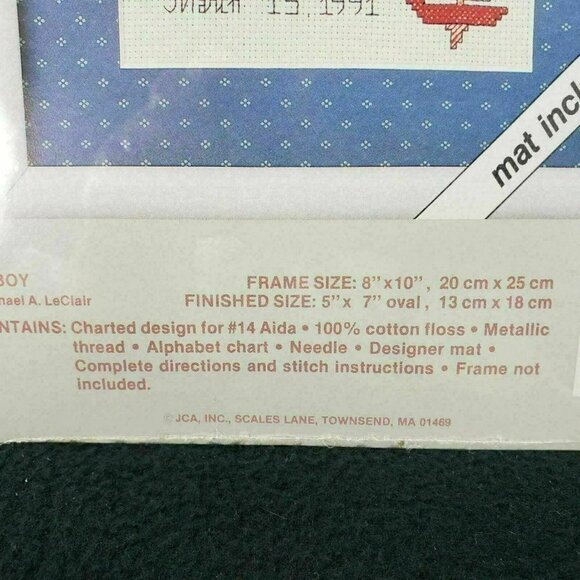 Birth Sampler JCA Weekenders Cross Stitch Kit Our Little Boy Includes Mat New - Picture 5 of 8